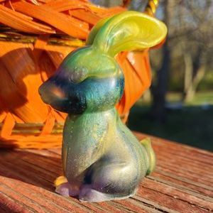 Rainbow Bunny Rabbit Gift Cute Handmade Resin Art Unique Artisan